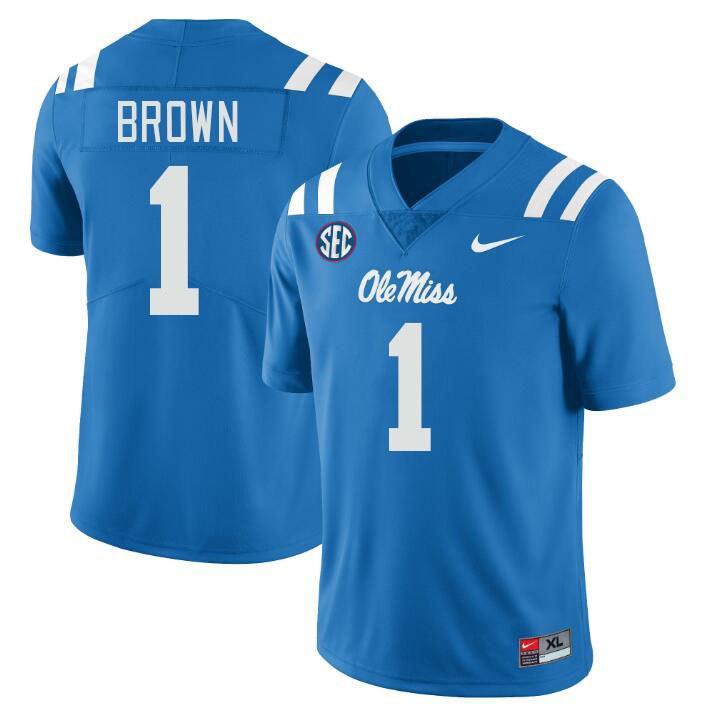 Ole Miss Rebels #1 A.J. Brown College Football Jerseys Stitched Sale-Power Blue